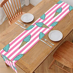 Pink Striped Ice Cream Pattern Print Table Runner