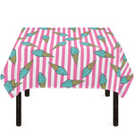 Pink Striped Ice Cream Pattern Print Tablecloth