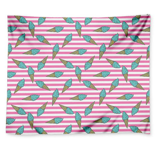 Pink Striped Ice Cream Pattern Print Tapestry