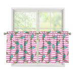 Pink Striped Ice Cream Pattern Print Tier Curtains