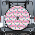 Pink Striped Ice Cream Pattern Print Tire Cover With Camera Hole