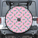Pink Striped Ice Cream Pattern Print Tire Cover With Camera Hole
