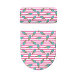 Pink Striped Ice Cream Pattern Print Toilet Lid And Tank Cover Set