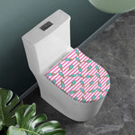 Pink Striped Ice Cream Pattern Print Toilet Lid Cover