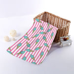 Pink Striped Ice Cream Pattern Print Towel