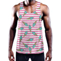 Pink Striped Ice Cream Pattern Print Men's Workout Tank Top