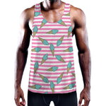 Pink Striped Ice Cream Pattern Print Training Tank Top