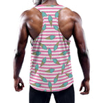 Pink Striped Ice Cream Pattern Print Training Tank Top