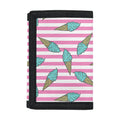 Pink Striped Ice Cream Pattern Print Trifold Wallet