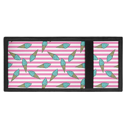 Pink Striped Ice Cream Pattern Print Trifold Wallet