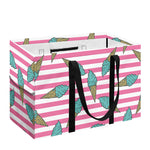 Pink Striped Ice Cream Pattern Print Utility Tote Bag