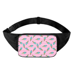 Pink Striped Ice Cream Pattern Print Waist Bag