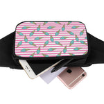 Pink Striped Ice Cream Pattern Print Waist Bag
