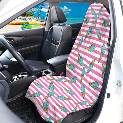 Pink Striped Ice Cream Pattern Print Waterproof Car Seat Cover