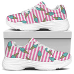 Pink Striped Ice Cream Pattern Print White Chunky Shoes