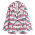 Pink Striped Ice Cream Pattern Print Women's Blazer