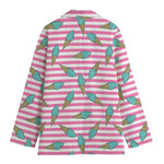 Pink Striped Ice Cream Pattern Print Women's Blazer