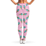 Pink Striped Ice Cream Pattern Print Women's Leggings