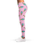 Pink Striped Ice Cream Pattern Print Women's Leggings