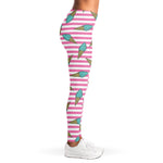 Pink Striped Ice Cream Pattern Print Women's Leggings