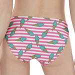 Pink Striped Ice Cream Pattern Print Women's Panties