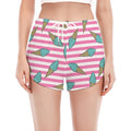 Pink Striped Ice Cream Pattern Print Women's Split Running Shorts