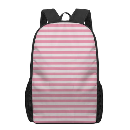 Pink Striped Pattern Print 17 Inch Backpack