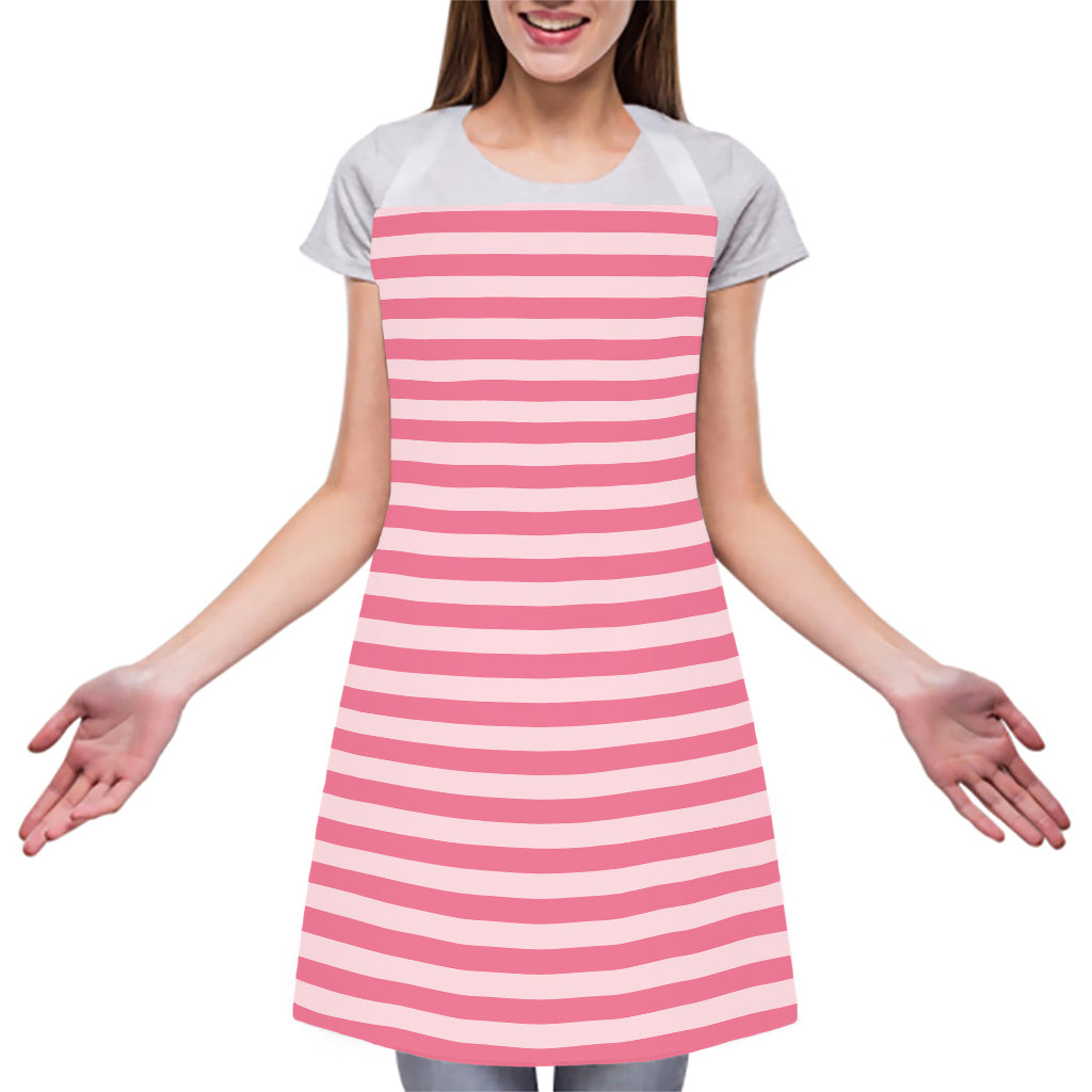 Pink Striped Pattern Print Adjustable Apron