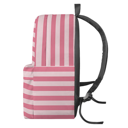 Pink Striped Pattern Print Backpack