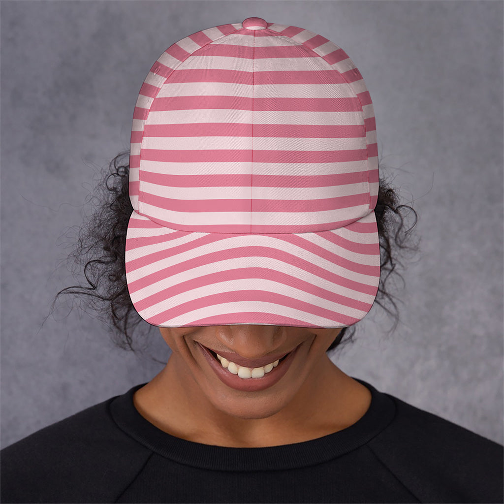 Pink Striped Pattern Print Baseball Cap
