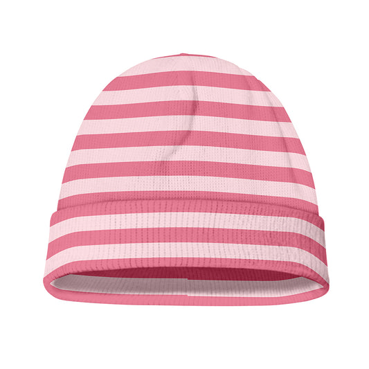 Pink Striped Pattern Print Beanie