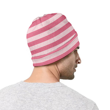 Pink Striped Pattern Print Beanie