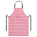 Pink Striped Pattern Print Bib Apron With Pocket