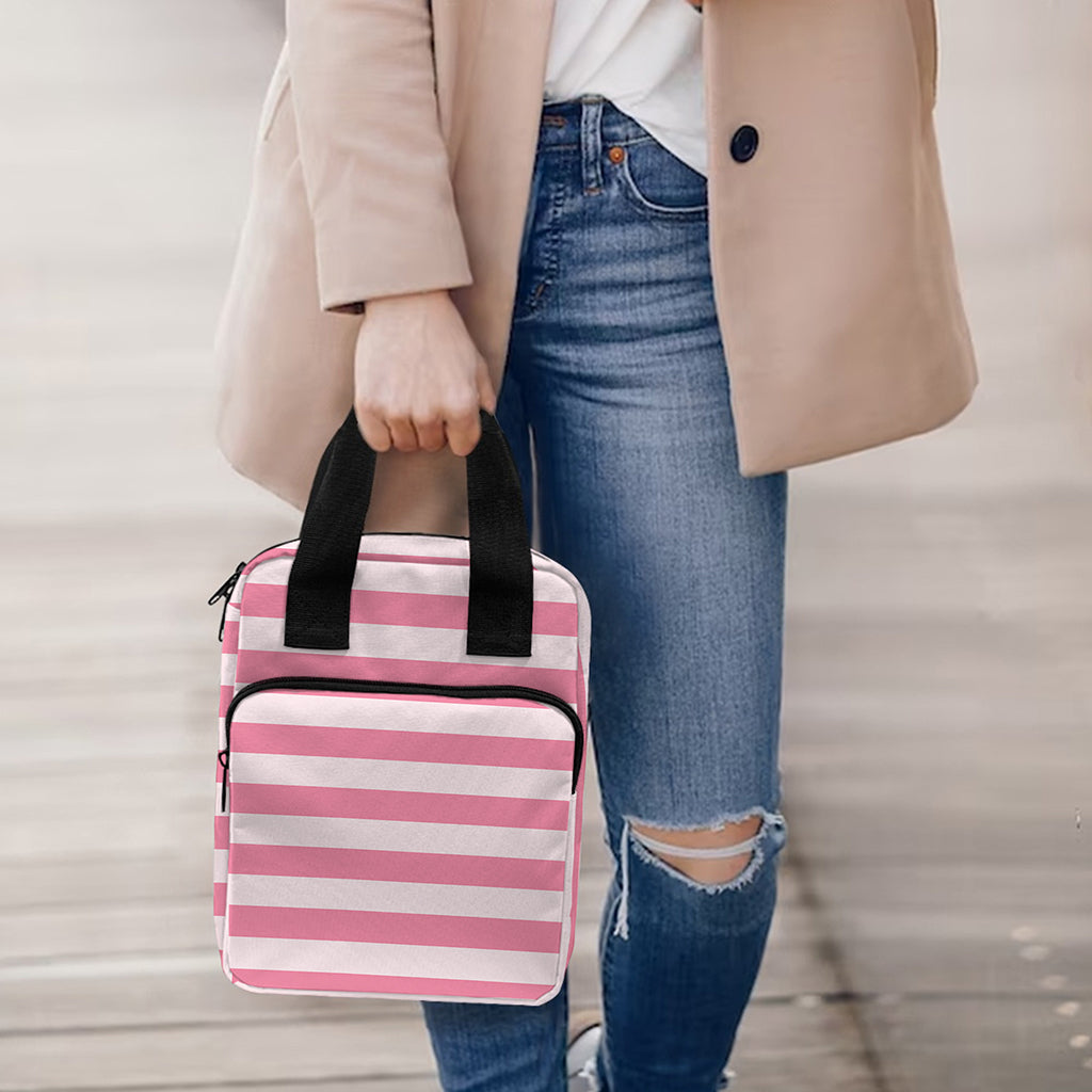 Pink Striped Pattern Print Bible Tote Bag