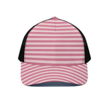 Pink Striped Pattern Print Black Mesh Trucker Cap