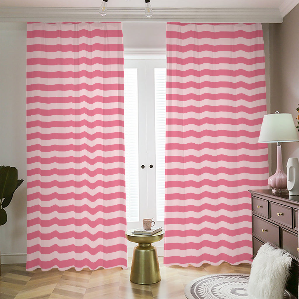 Pink Striped Pattern Print Blackout Pencil Pleat Curtains