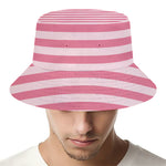 Pink Striped Pattern Print Bucket Hat