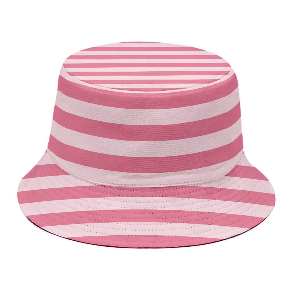 Pink Striped Pattern Print Bucket Hat