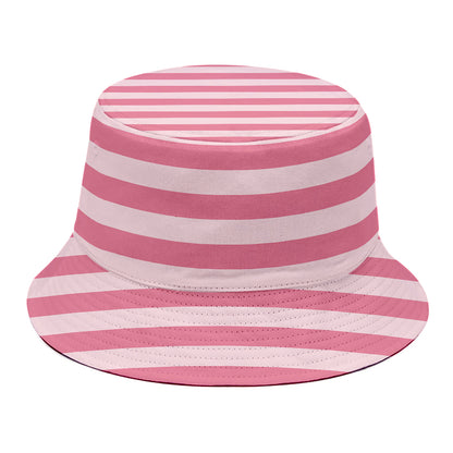 Pink Striped Pattern Print Bucket Hat