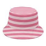 Pink Striped Pattern Print Bucket Hat