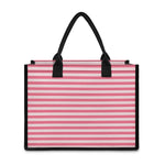 Pink Striped Pattern Print Canvas Tote Bag