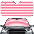 Pink Striped Pattern Print Car Windshield Sun Shade