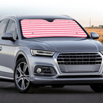 Pink Striped Pattern Print Car Windshield Sun Shade