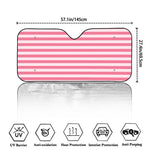 Pink Striped Pattern Print Car Windshield Sun Shade