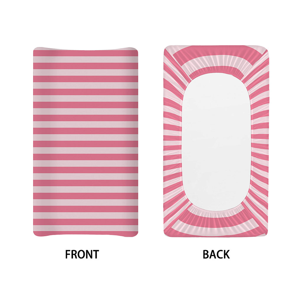 Pink Striped Pattern Print Changing Pad Cover