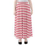 Pink Striped Pattern Print Chiffon Maxi Skirt