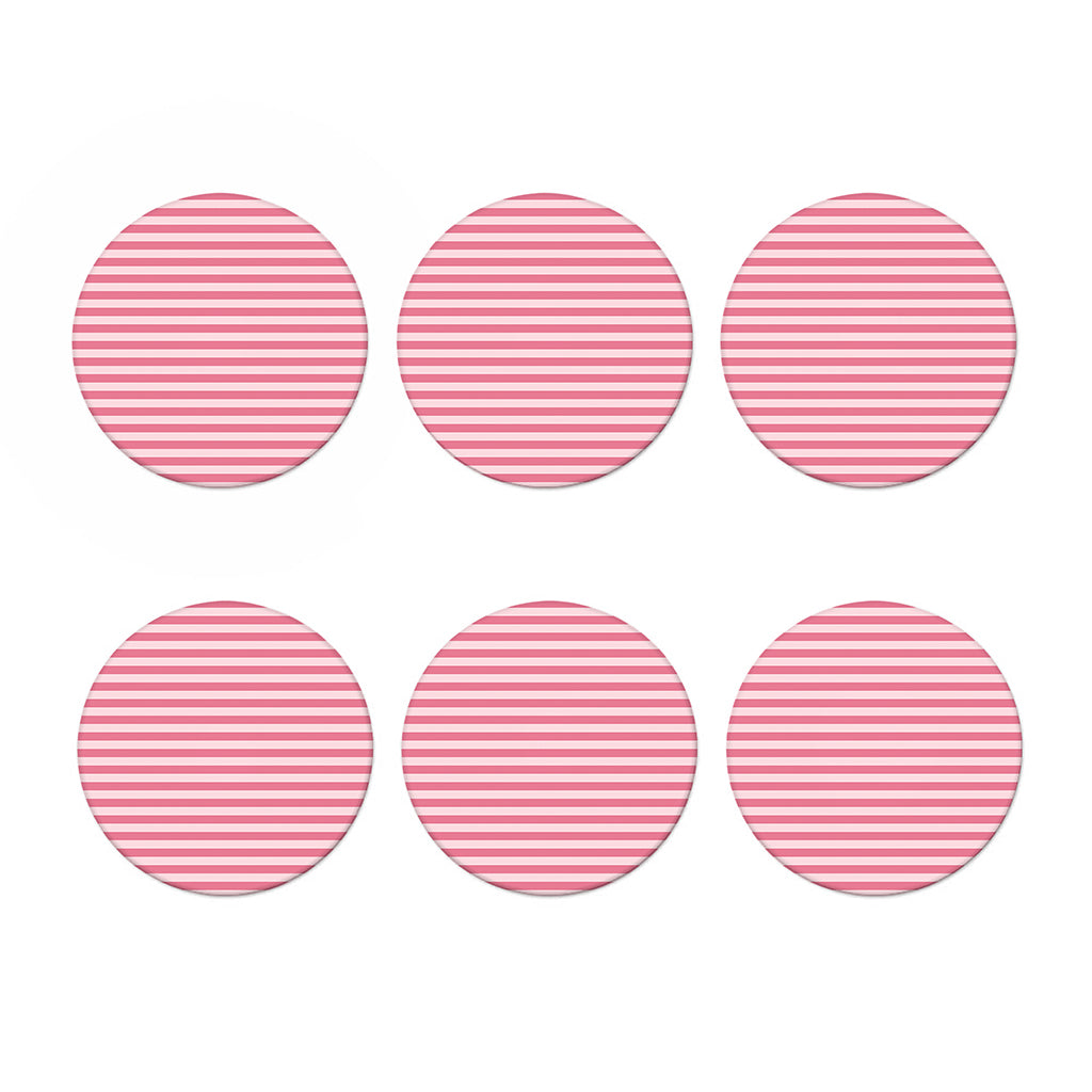 Pink Striped Pattern Print Coaster Set