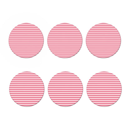 Pink Striped Pattern Print Coaster Set