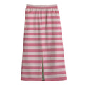 Pink Striped Pattern Print Cotton Front Slit Maxi Skirt