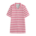 Pink Striped Pattern Print Cotton Hawaiian Shirt